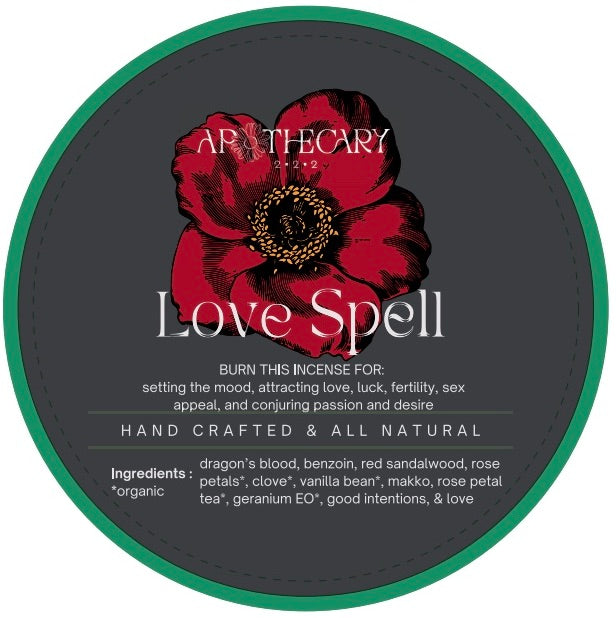 Love Spell - Handcrafted Organic Ceremonial Incense Discs (pack of 5)