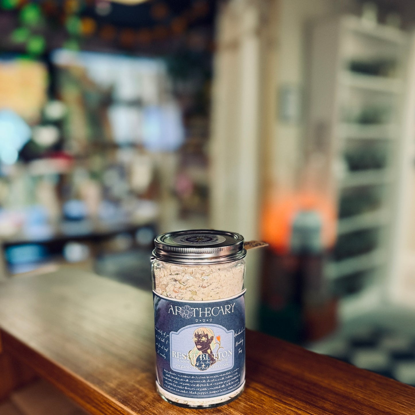 Reset Button - Organic Herbal Bath Soak (12 oz glass jar)