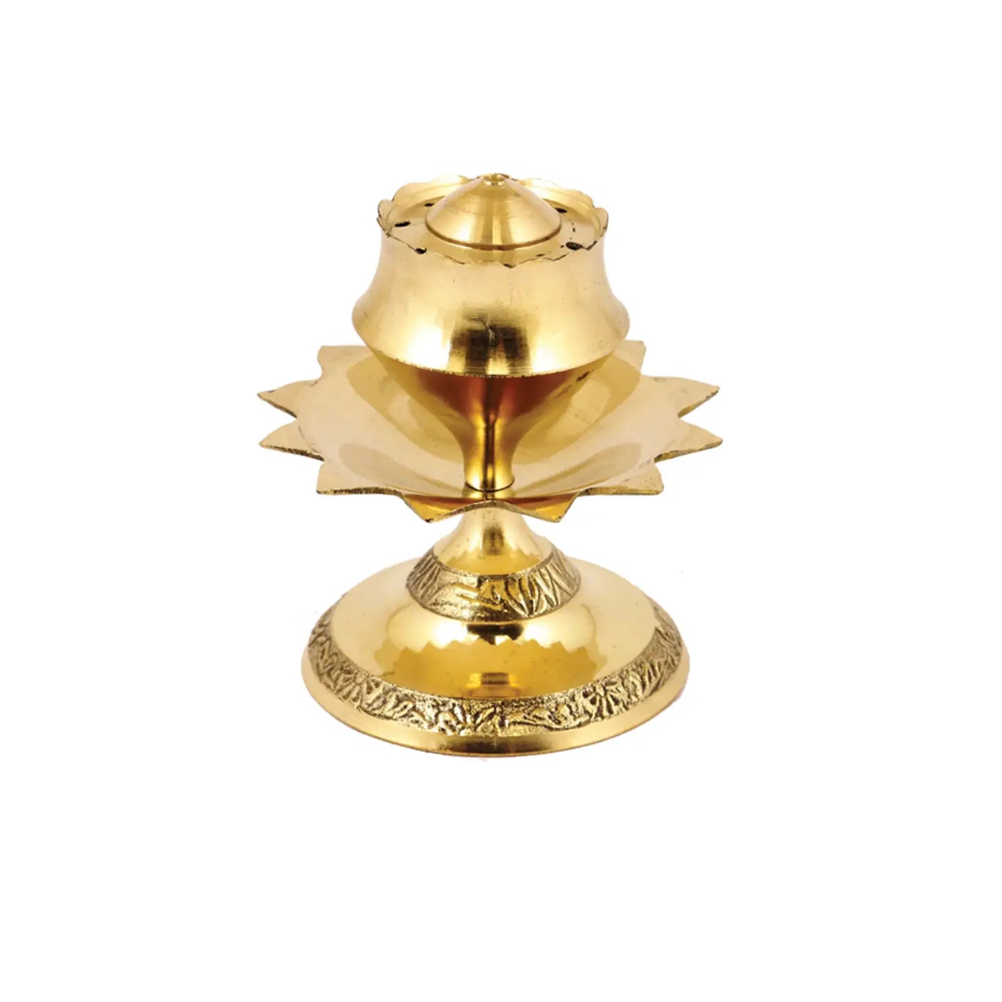 Brass incense burner (Lotus flower design, 3 inch)