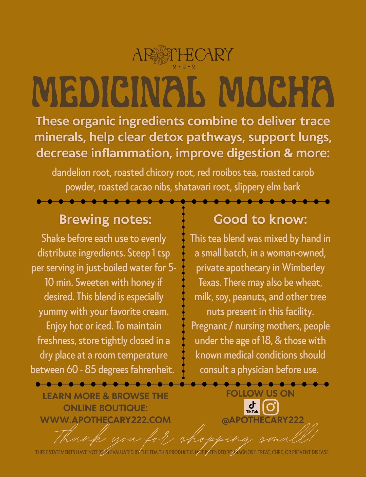 Organic Tea Blend: Medicinal Mocha