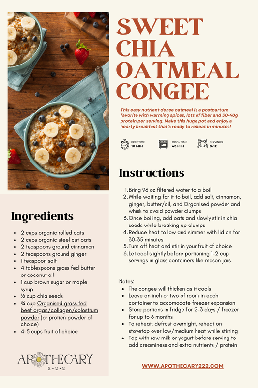 Sweet Chia Oatmeal Congee: A Make-Ahead Postpartum Breakfast