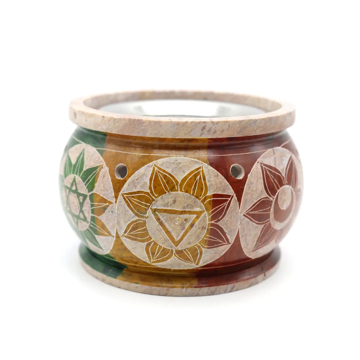 Hand Carved 7 Chakras soapstone charcoal burner