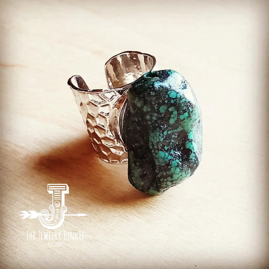 Jewelry Junkie Natural Turquoise Chunk On Cuff Ring