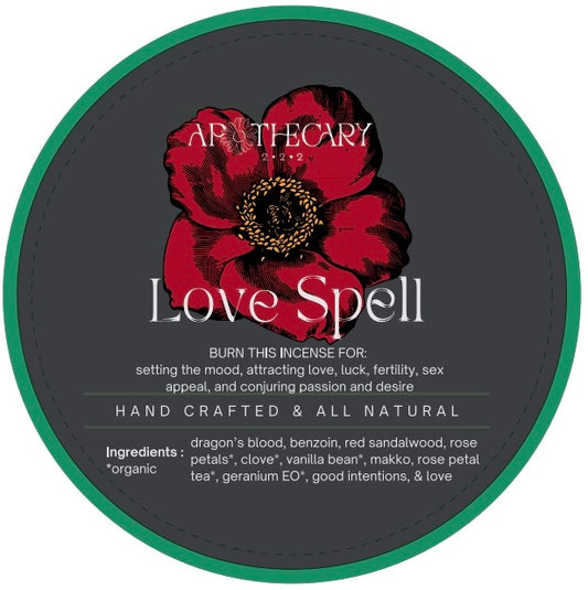 Love Spell - Handcrafted Organic Ceremonial Incense Discs (pack of 5)