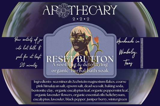 Reset Button - Organic Herbal Bath Soak (12 oz glass jar)