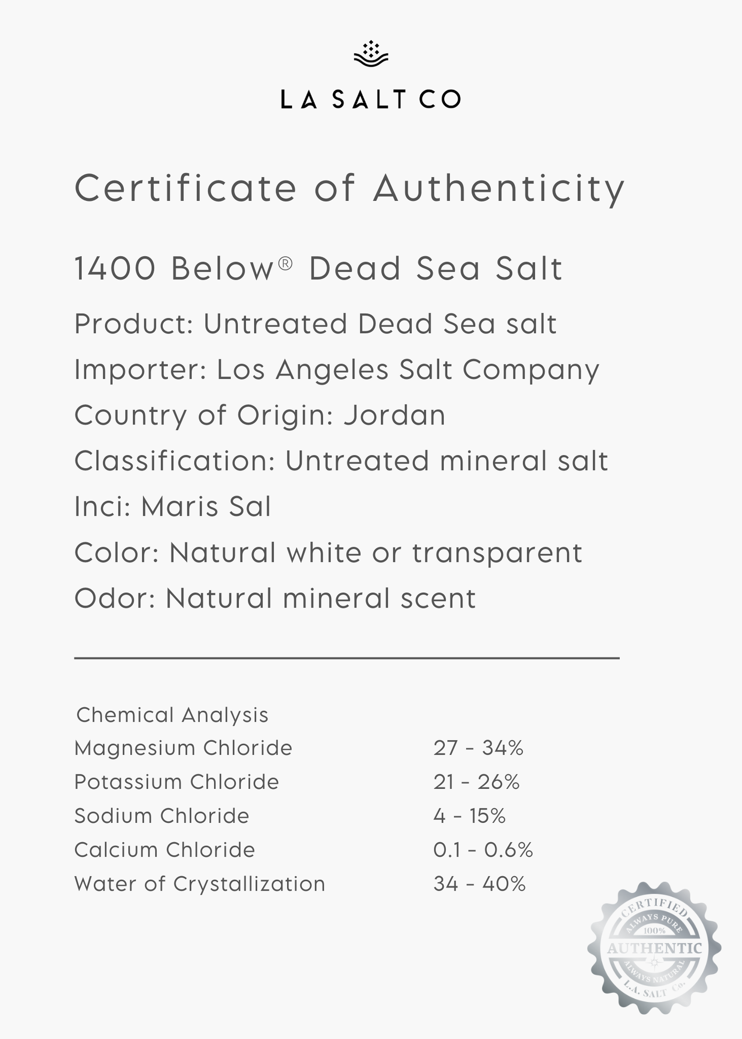 Dead Sea Salt (5 lb): Coarse