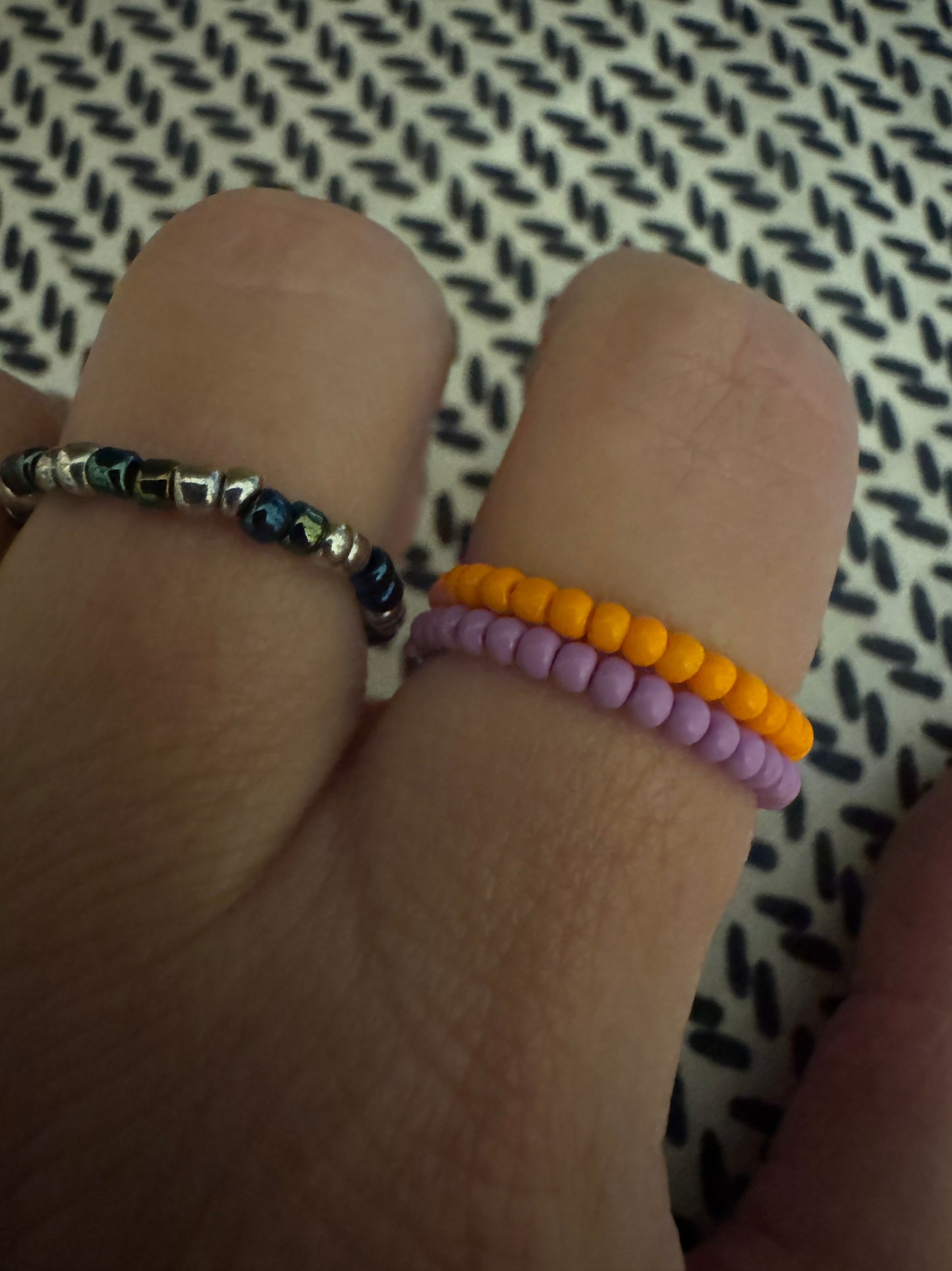 Heron's Flight single strand beaded ring