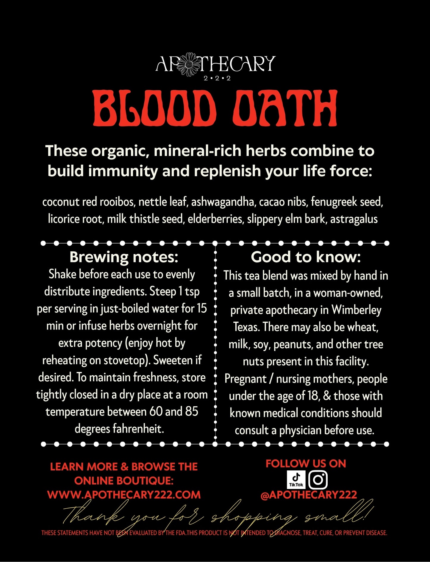 Organic Tea Blend: Blood Oath