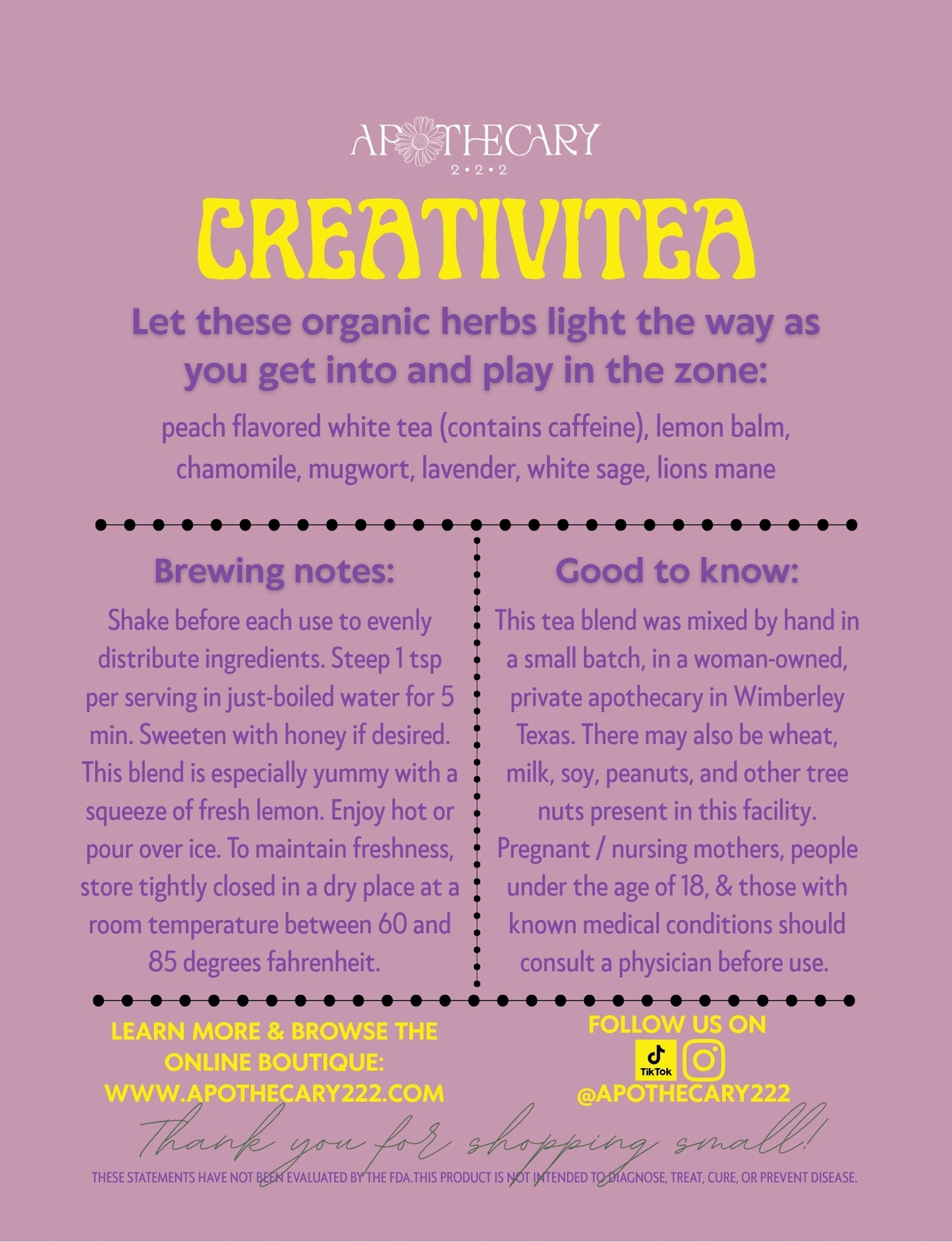 Organic Tea Blend: CreativiTEA