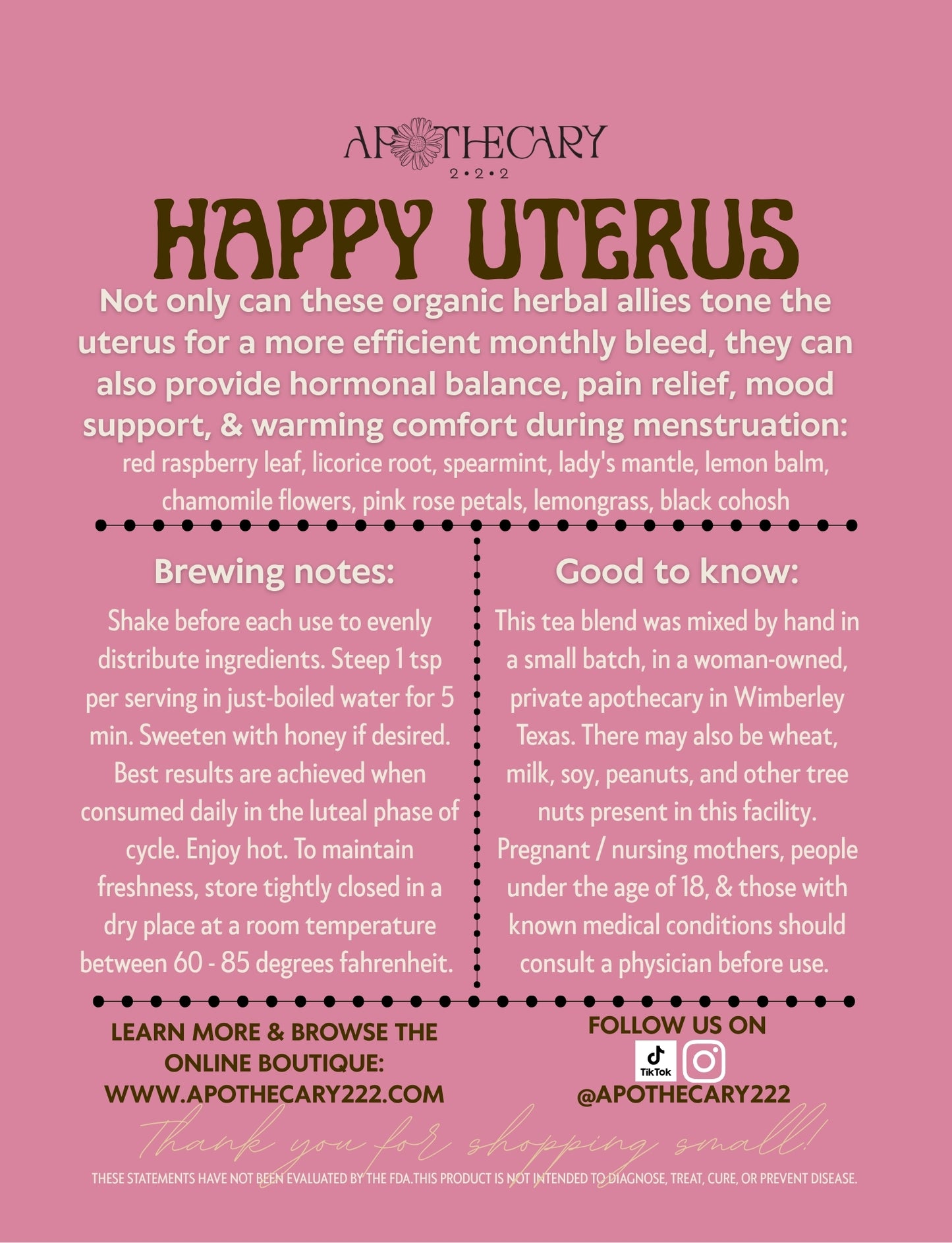 Organic Tea Blend: Happy Uterus