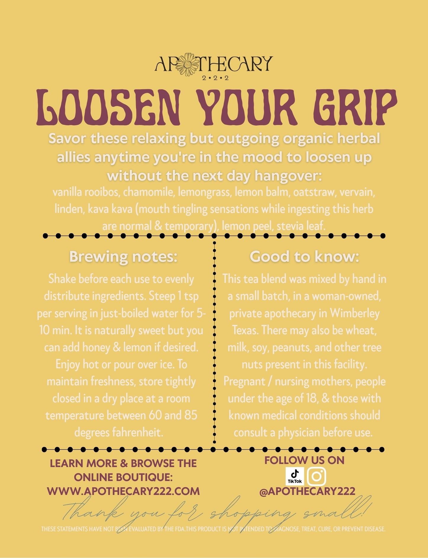 Organic Tea Blend: Loosen Your Grip