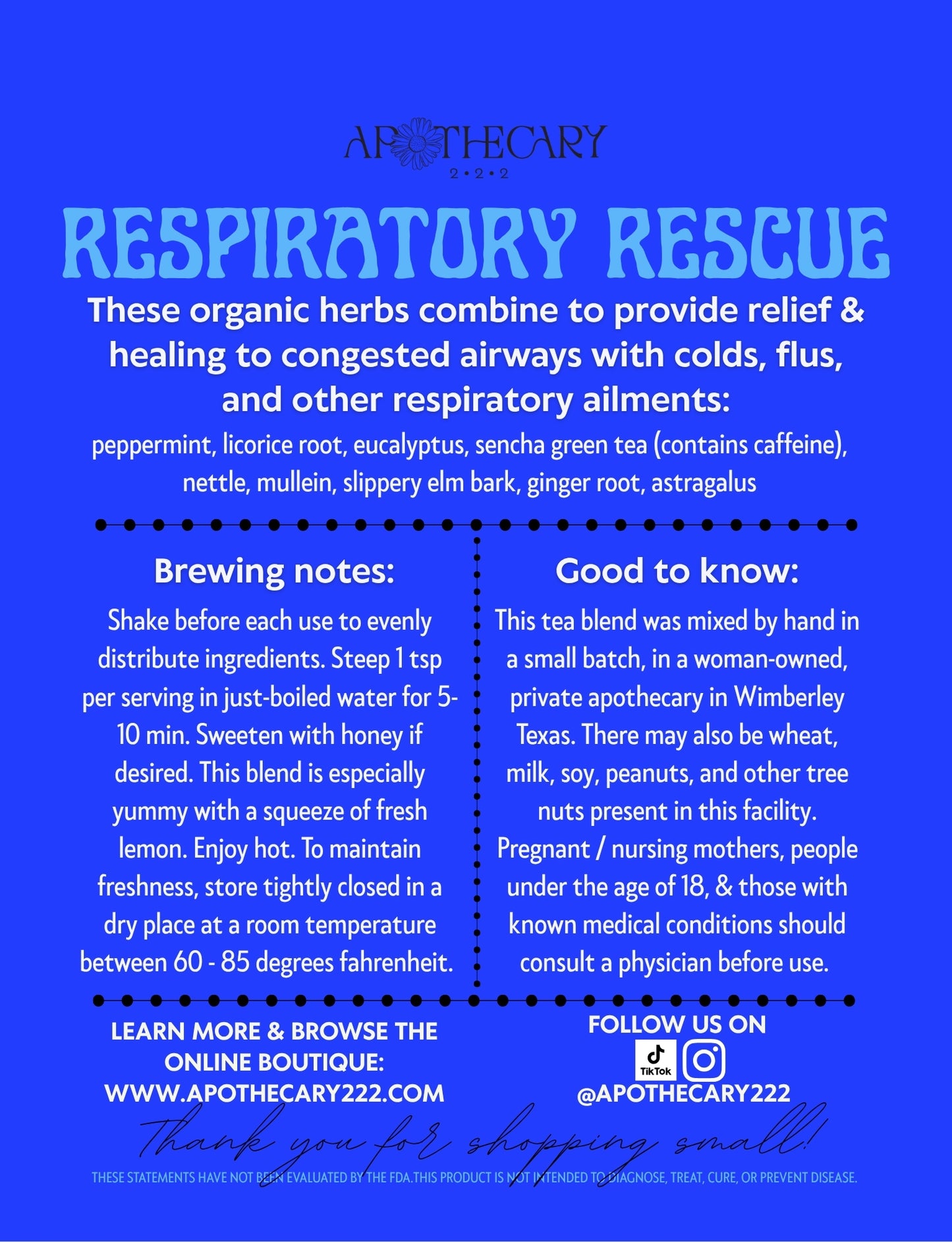 Organic Tea Blend: Respiratory Rescue