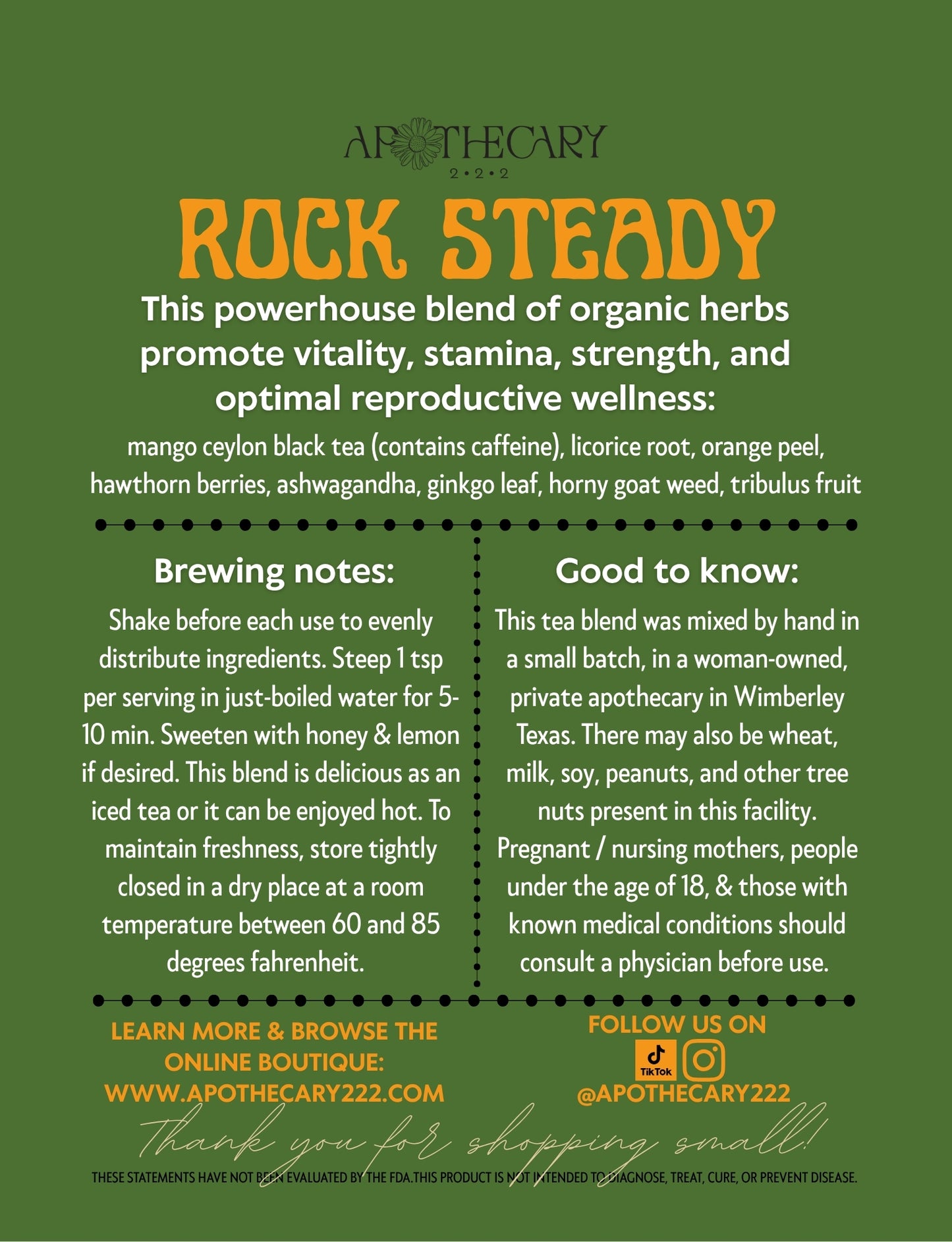 Organic Tea Blend: Rock Steady