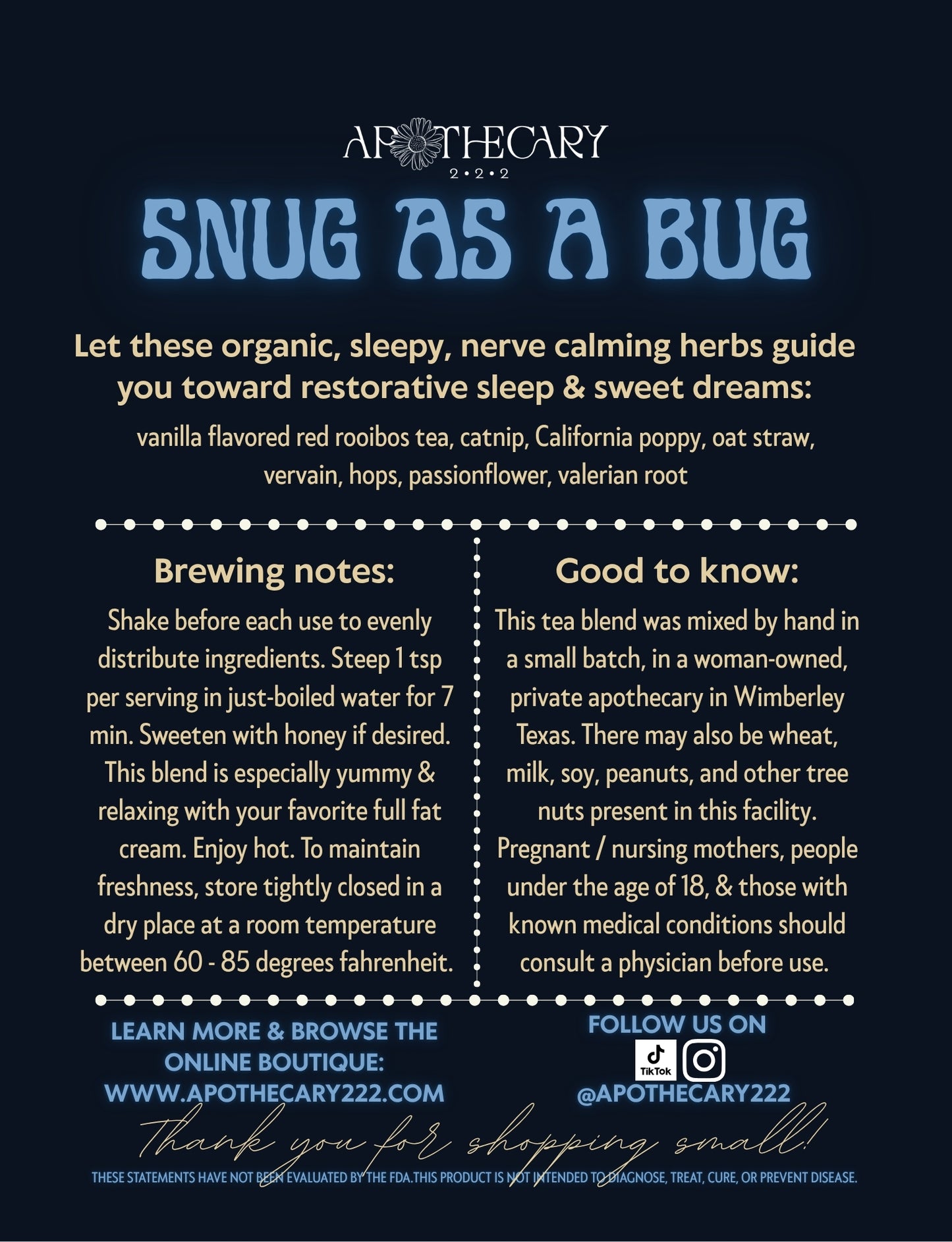 Organic Tea Blend: Snug as a Bug